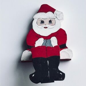 Hand Painted Wooden Santa Claus Shelf Sitter, Vintage Style Christmas Decoration